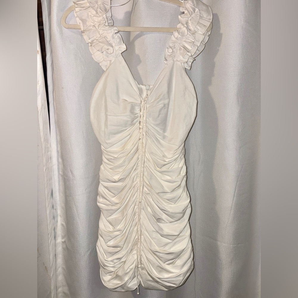 Zara Cream Ruched Mini Dress